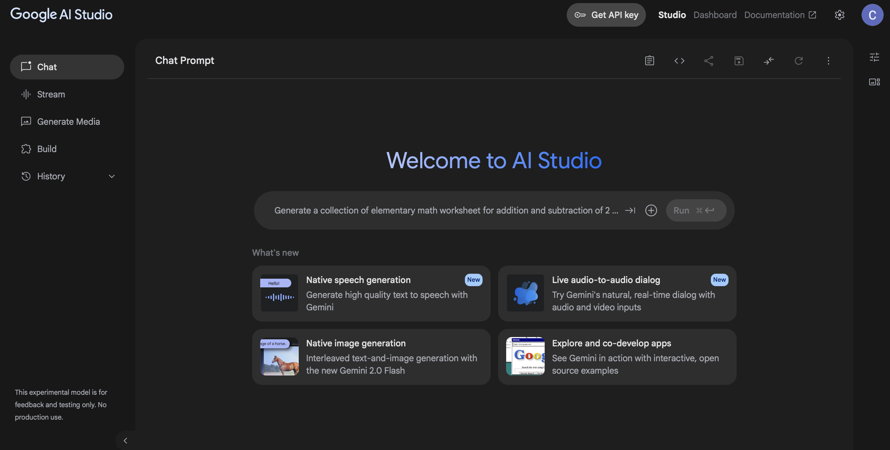AI Studio Dashboard
